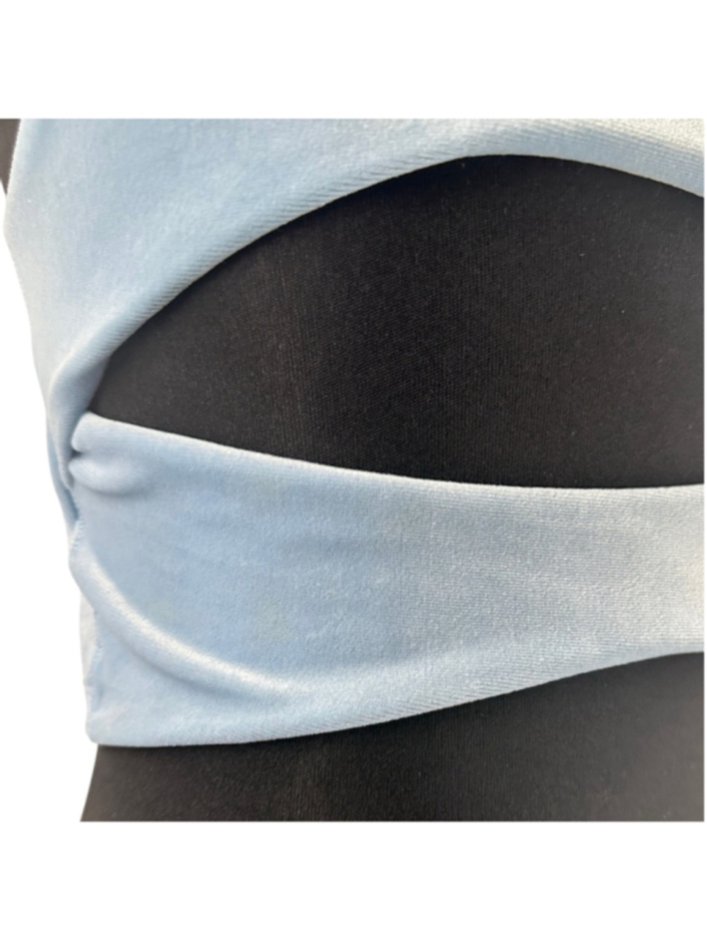 Athleta Velvet Cut Out Crop light blue workout gym lounge wear sz xs - Picture 11 of 12
